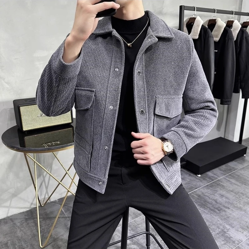 Winter Woolen Jackets Men Fashion Casual Business Overcoat Social Streetwear Wool Blends Coats windbreaker men clothing 2023