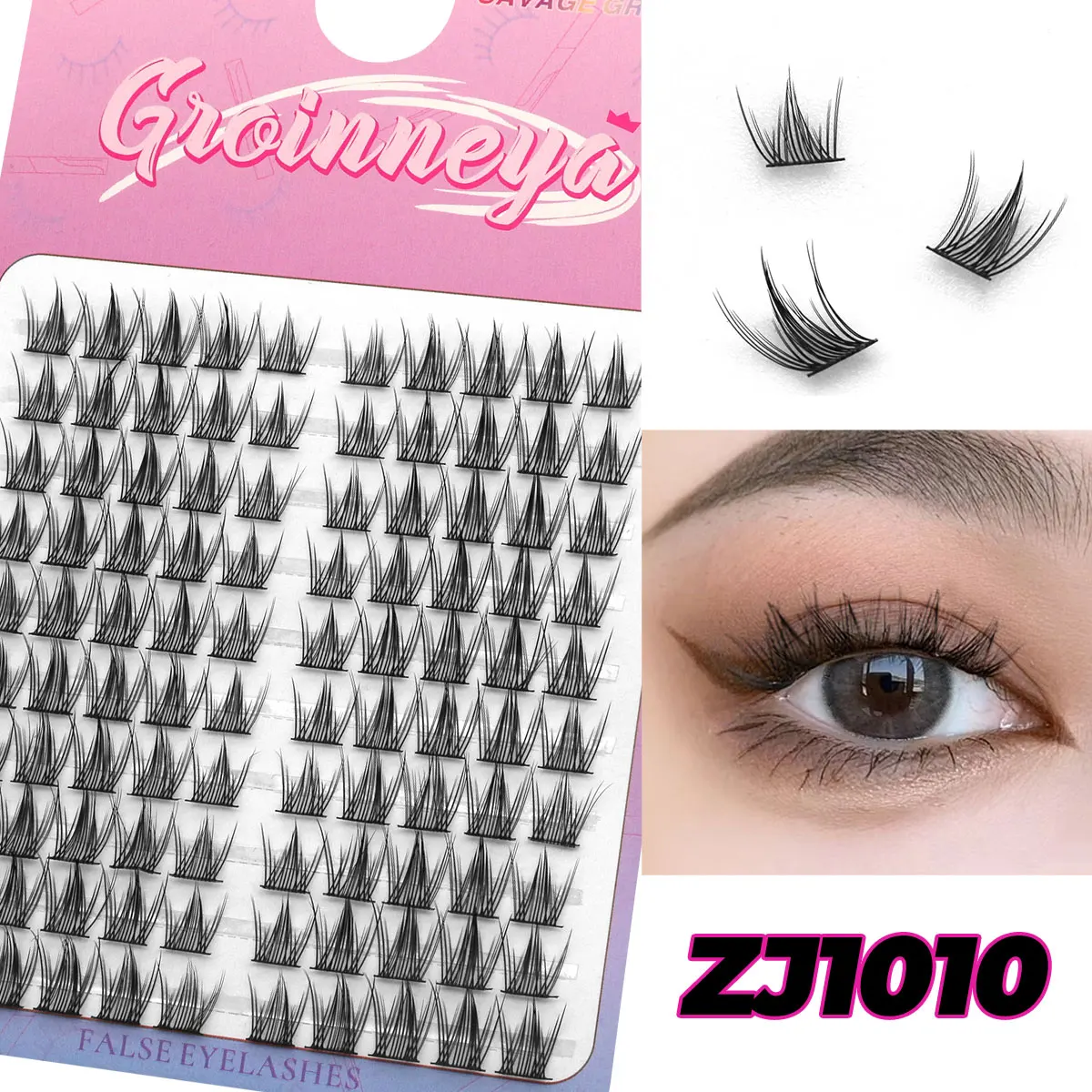 GROINNEYA Cluster-Wimpern, natürliche Wimpernverlängerung, Volumen, einzelne Wimpern, gemischte Tablett-Wimpern, Cluster, natürliche DIY-Wimpern – Detail 7