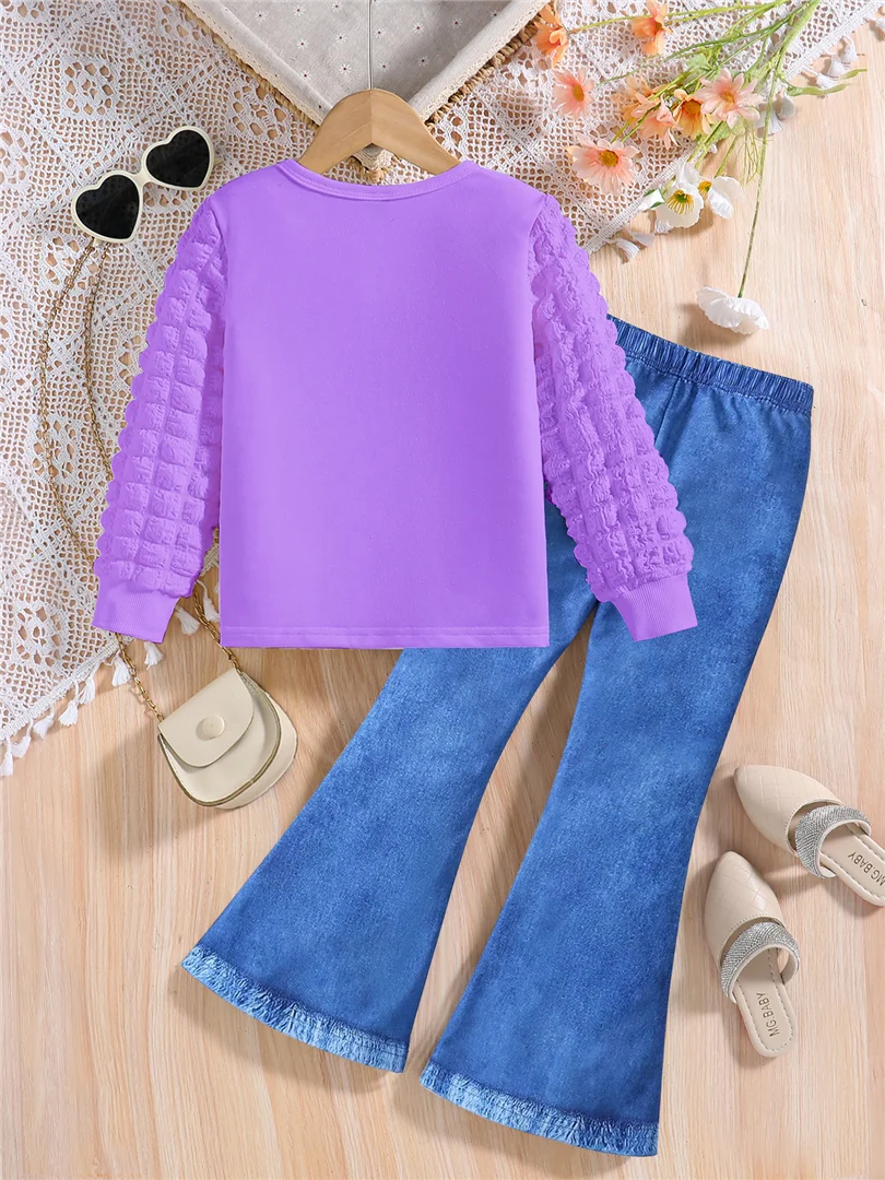 Girls’ Cartoon Top & Slim Pants Set 2