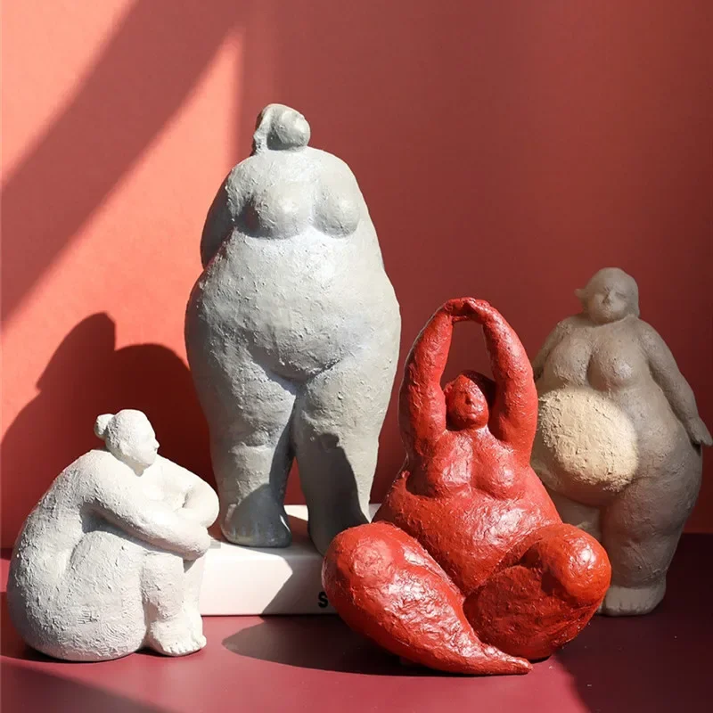 

[VIP]Abstract Fat Woman Character Sculpture Nordic Modern Industrial Decoration Living Room Wine TV Cabinet Bookshelf Home Decor