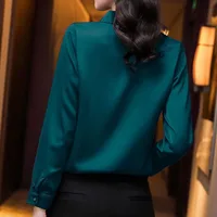 Femmes élégantes chemisier en mousseline de soie 2025 nouveau tempérament col rabattu bureau dame chemise Streetwear décontracté couleur unie hauts vêtements 2