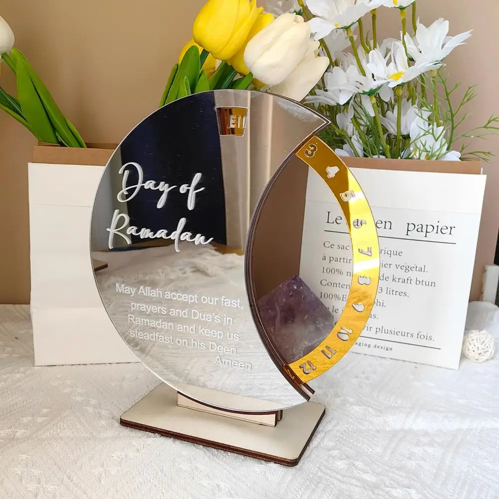 

Стильный праздничный Декор Eid Mubarak, праздничное украшение в форме Луны, зеркальное украшение «сделай сам», календарь Рамадана, детское деревянное украшение