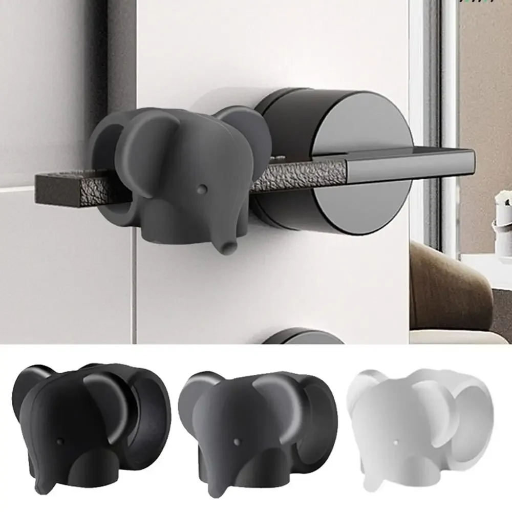 Silicone Door Stopper Cartoon Elephant Door Handle Bumper Anti Collision Wall Protector