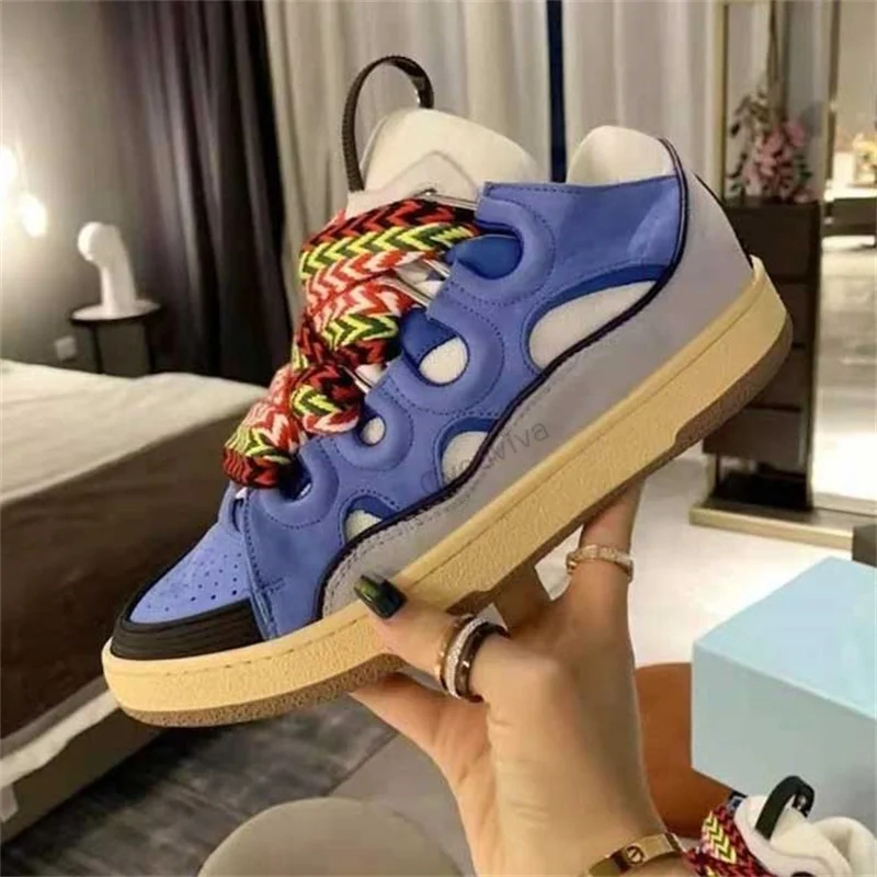 

Hot Sale Mixed color Lace-up Sneakers Shoes for Woman Round Toe Thick sole Ventilate Casual Fashion Flat Shoes Spring Summer