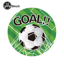 Green Soccer Theme Disposable Party Tableware Set - Plates, Cups, Napkins for Boys' Birthday Celebration (Fluorescence Yellow)