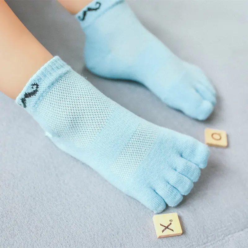 5 Pairs Baby Pure Cotton Toe Socks Short Cartoon Beard Pattern Mesh Breathable Casual 5 Finger Socks for 3-6-12Y Kids Boys Girs 4 Sc76ae1ee81de4e369c1d8e799b5aab510