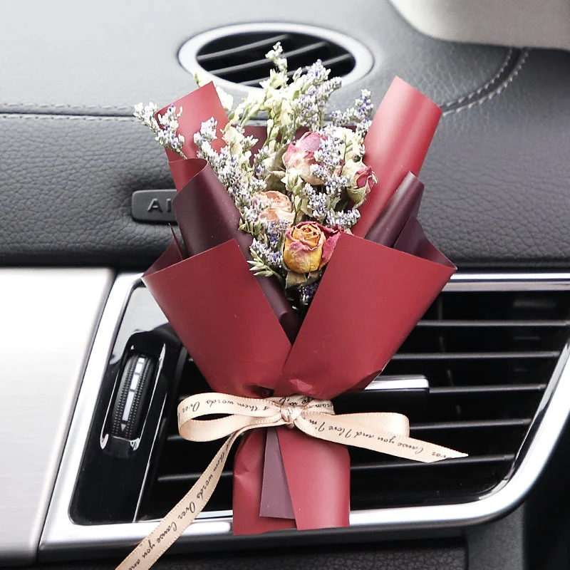 Creativity Dried Flowers Bouquet Car Perfume Air Vent Clip Mini Bouquet Eternal Flower Car Accessories Interior Ornament