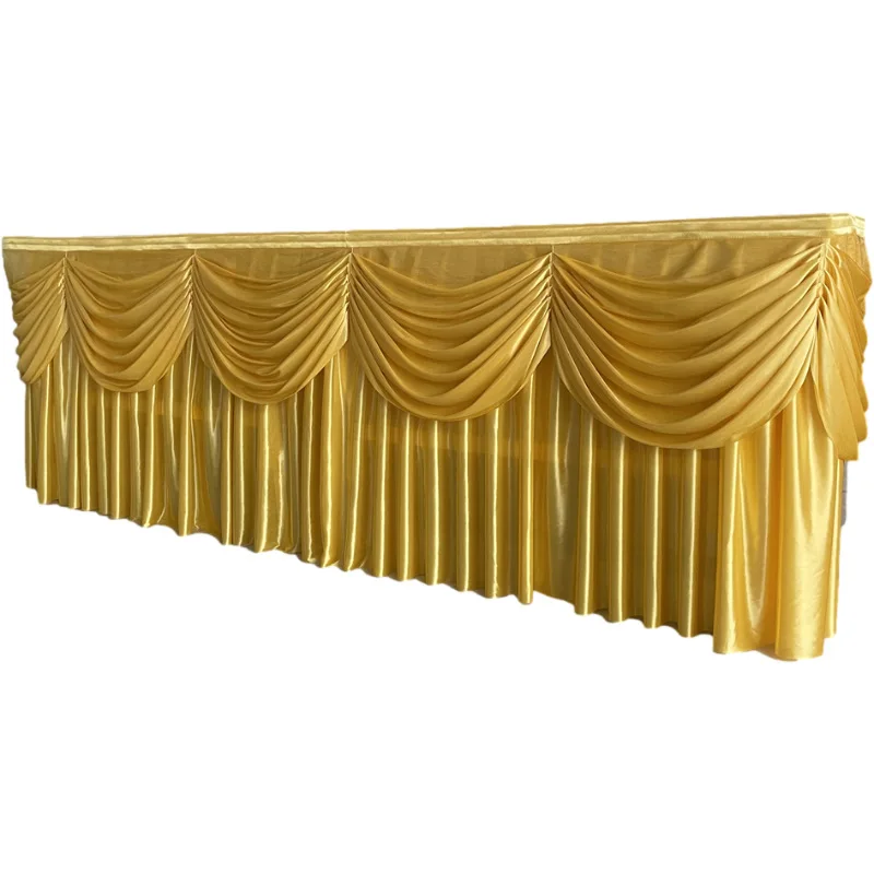 Ice Silk Table Skirt with Drop Curtain, Wedding Decoration, Birthday Party, Festival, Holiday Celebration, Banquet, Hotel,