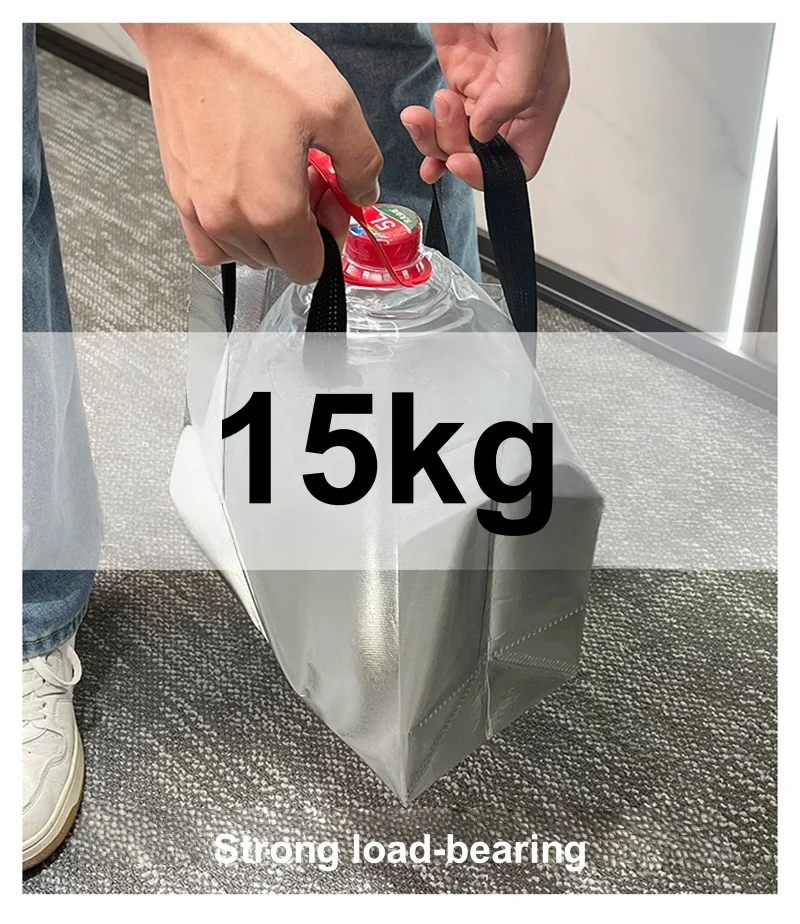 10pcs Silver Non-Woven Insulated Tote Bags, Reusable Fabric Pouches for Bread, Drinks, ... - SKU ITB01454 - UGI Packaging