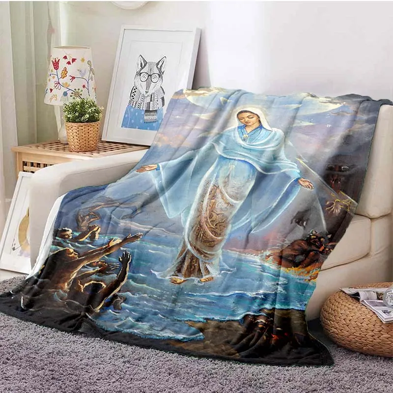 

Blanket Fluffy Lightweight Fleece Throw Blanket Comforter Soft Warm Cozy Throw Bedding Decor Bedroom Virgin Mary&baby Flannel