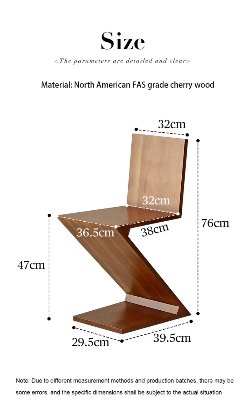Description Picture 2 of itemMedieval Home Chair Imitation Zigzag Designer Dining Chair Creative Solid Wood Backrest Stool Z-shaped Home Dining Chair