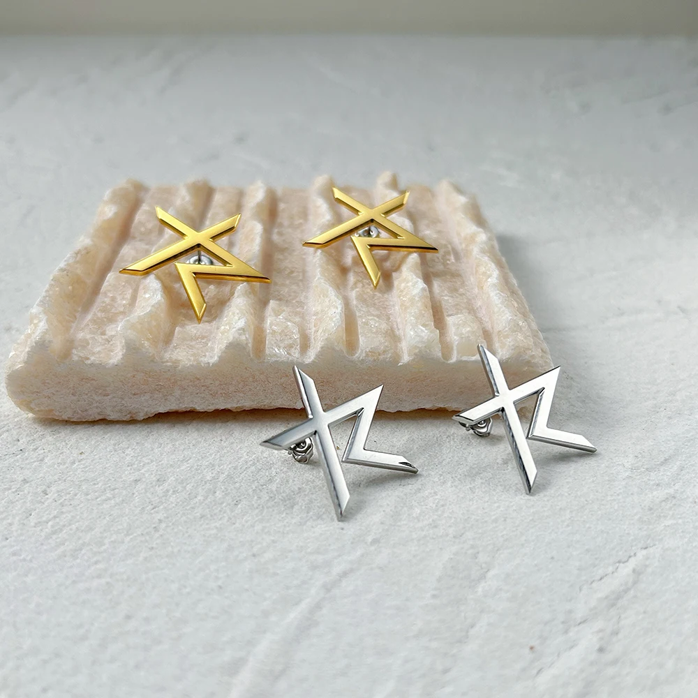 ENFASHION Thunder Star XL Stud Earrings For Women Christmas Stainless Steel Earings Pendientes Gold Color Fashion Jewelry 221469
