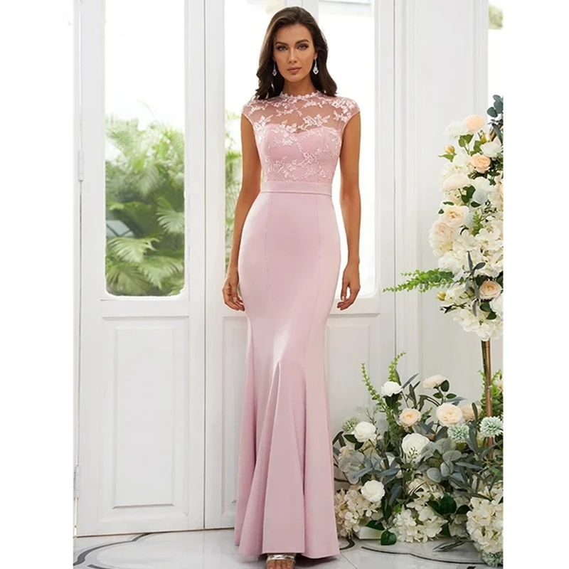 

Elegant Mother Of the Brides Dress Mermaid Appliqued Lace O Neck Wedding Party Prom Gowns robe de soirée femme فساتين السهرة2022