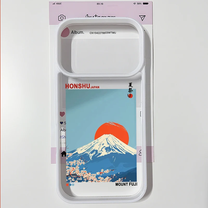 Japan Anime Fuji Mountain & Great Wave Clear Hard Phone Case Cover