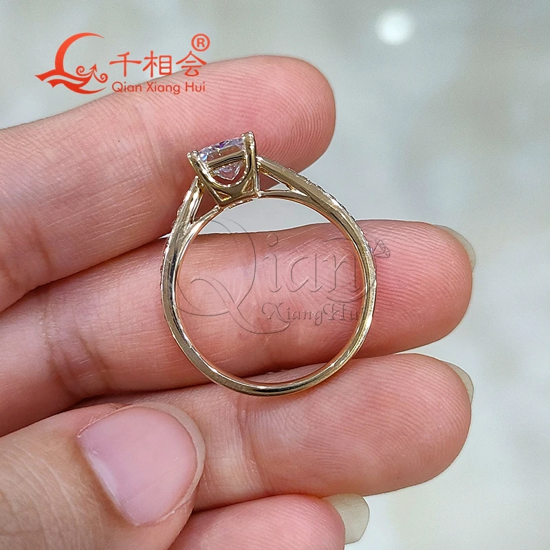 5.5*5.5mm square white moissanite 925 with 1/2 eternity band Sterling Silver Ring Jewelry Rings Engagement