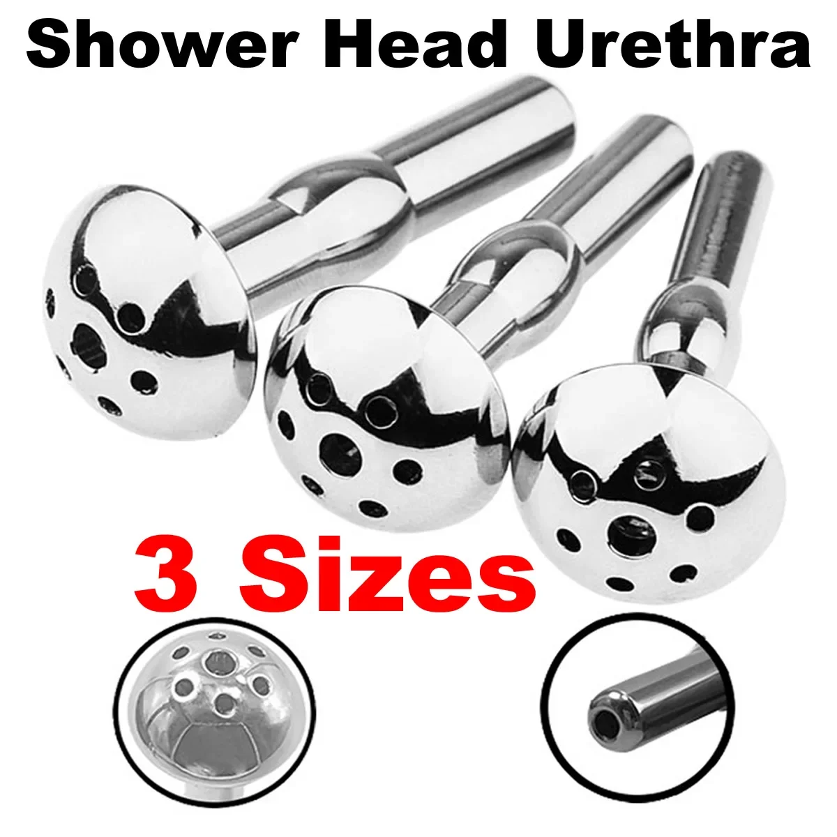 Penis Sex Toys 3 Size Shower Head Metal Urethral Catheter Male Urethral Dilator Hollow Penis Plug Stimulation Sounding Masturbator Sex Toys Men