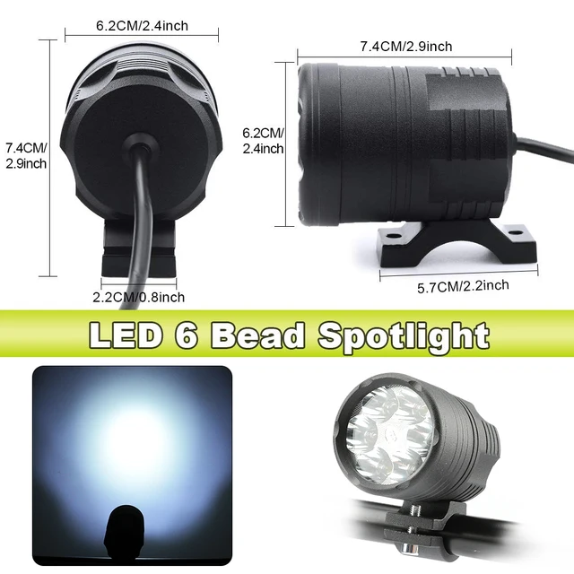 2 pçs 60w adicionais led faróis para motocicleta universal moto spotlight led farol da motocicleta auxiliar 12v 24v lâmpada do carro 5