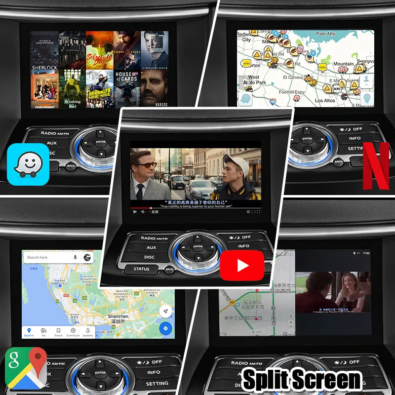 Lsailt CarPlay/Android Multimedia Interface for Infiniti FX35 FX37 FX50 2008-17 Upgrade Screen with YouTube,Google Map, NetFlix garmin gps for cars