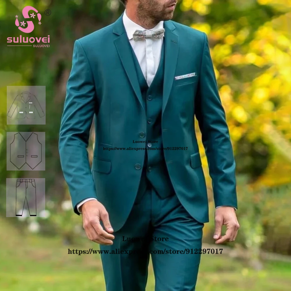 

Fashion Groom Wedding Suits For Men Slim Fit 3 Piece Pants Set Formal Party Prom Tuxedo Business Blazer Terno Masculino Completo