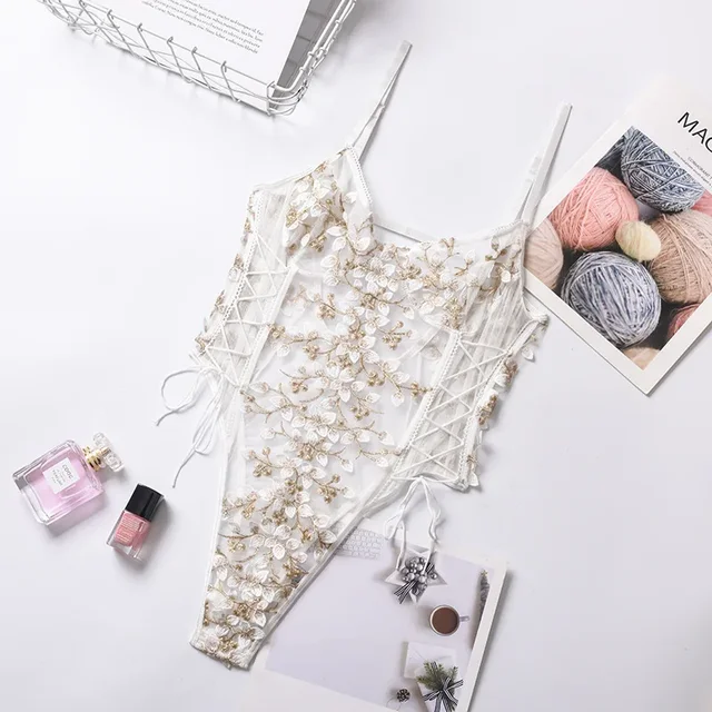 Lace Flower Embroidery Bodysuit 6