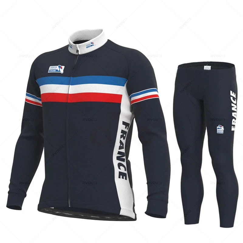 France Team Autumn Cycling Jersey Set Long Sleeve Mountain Bike Clothes Wear Men Racing Bicycle Clothing Cycling Jersey Set cycling jersey cycling shirt cycling suit cycling jersey set