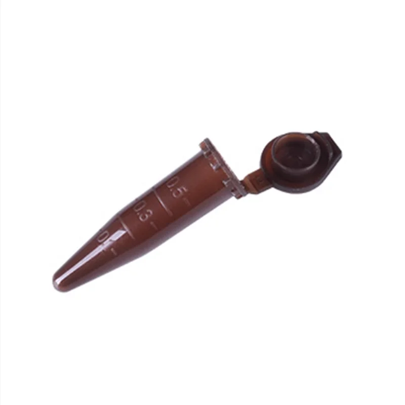 1000pcs/pack 0.5ml plastic brown lucifugal centrifuge tube Micro Laboratory Test Tubing Vial lab sample container with cap