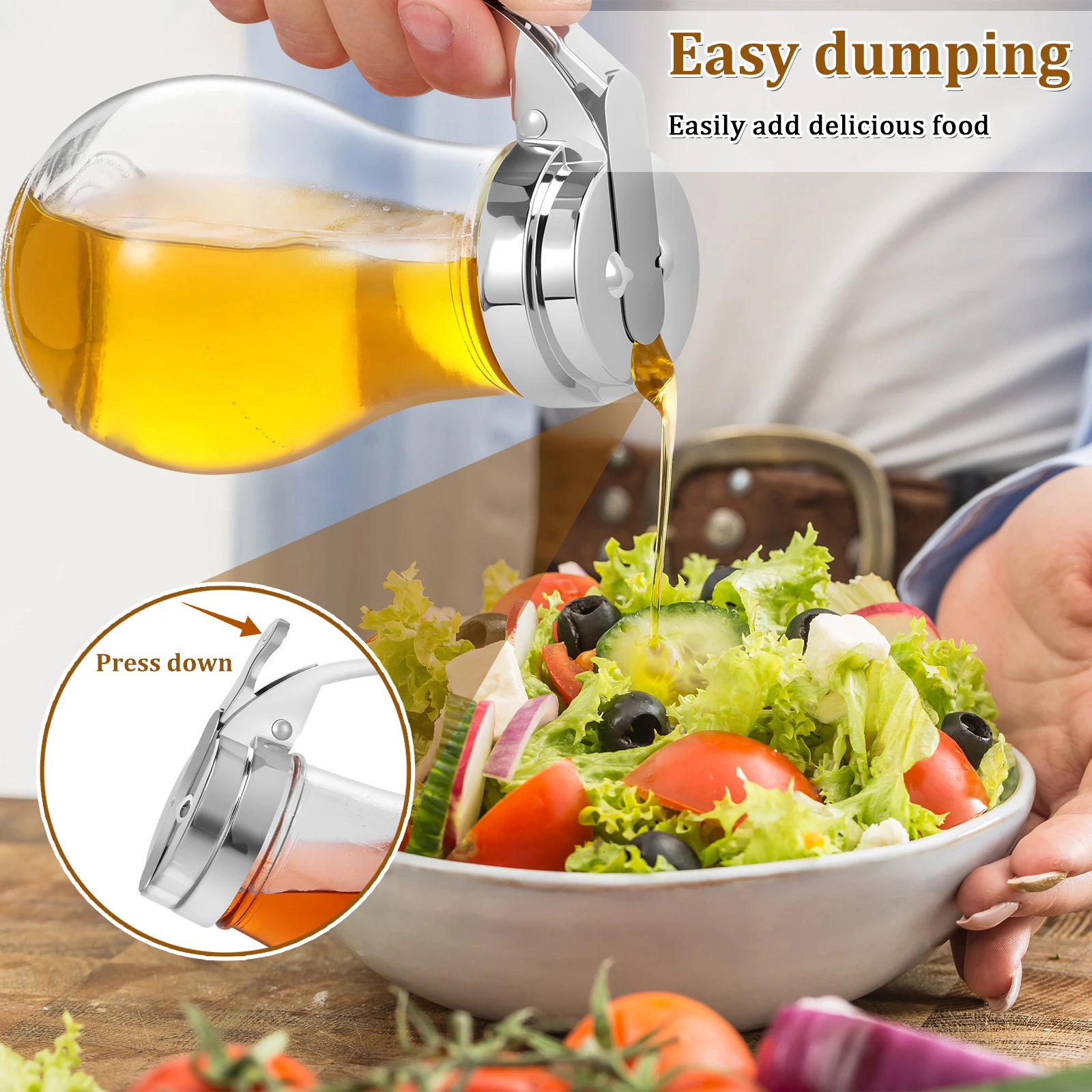 Glass Bottle Syrup Dispenser Pitcher Honey Maple Syrup Dispenser Easy to Pour Glass Container Pour Lid Baking Tool