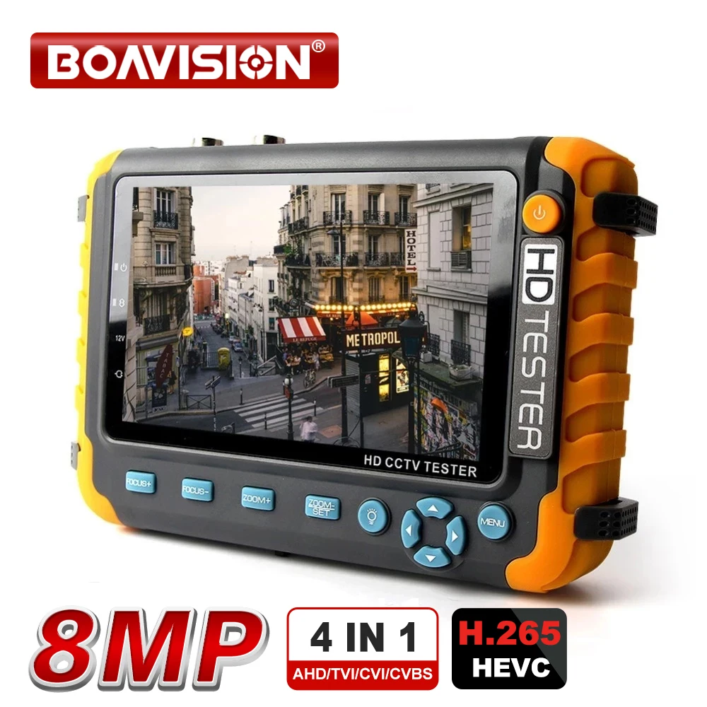 IV8W 8MP 4 in 1 AHD/CVI/TVI CVBS Tester per telecamera di sicurezza Monitor con ingresso HDMI VGA Audio RS485 Controllo PTZ Tester per cavi UTP