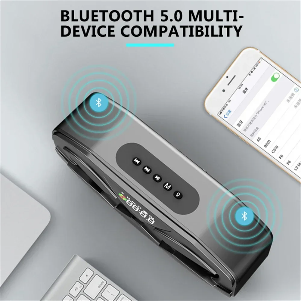 디자인 블루투스 스피커 M5 쿨 로봇 LED 리듬 플래시 무선 확성기, FM 라디오 알람 시계, TF 카드 지지대 서브우퍼