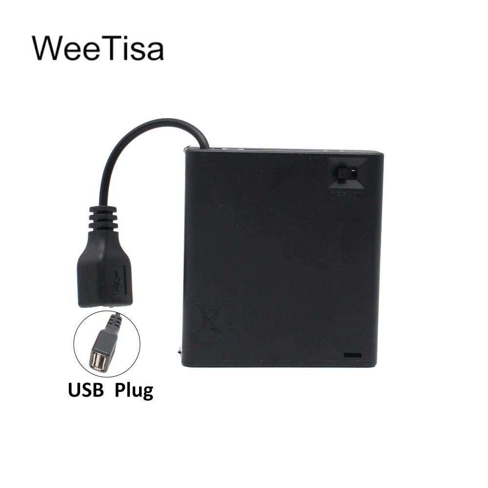 4 AA Power Battery Storage Case Holder LR6 Non-waterproof Box Switch for 5V USB LED Strip Lights portable multifunctional box
