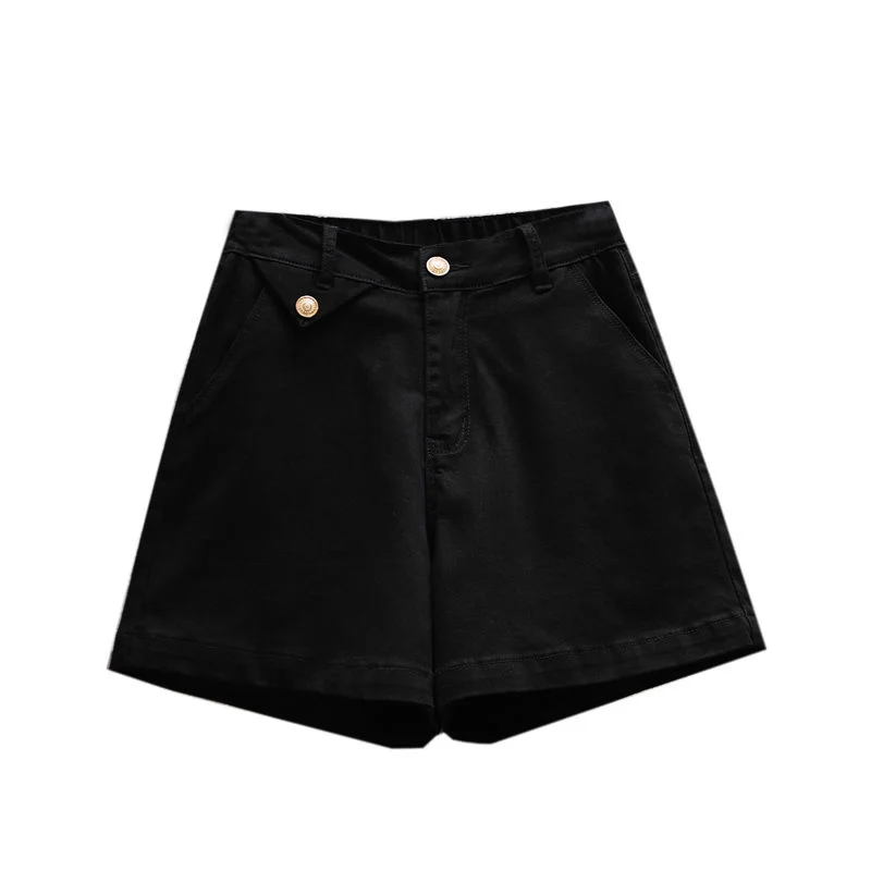 XL-5XL Oversized Stretch Denim Shorts Female Summer A-line Straight Loose Wide Leg Large Size Shorts Elastic Waist Short Pants