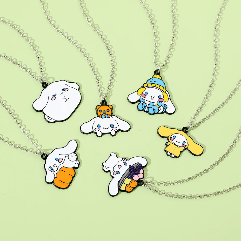 

Sanrio Kawaii Cinnamoroll аниме, милый смешной металлический кулон с эмалью, цепочка на шею для женщин, ювелирные изделия