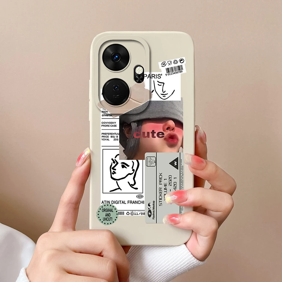 Cool Girl Cat Cartoon Pattern Liquid Silicone Soft Phone Case Cover