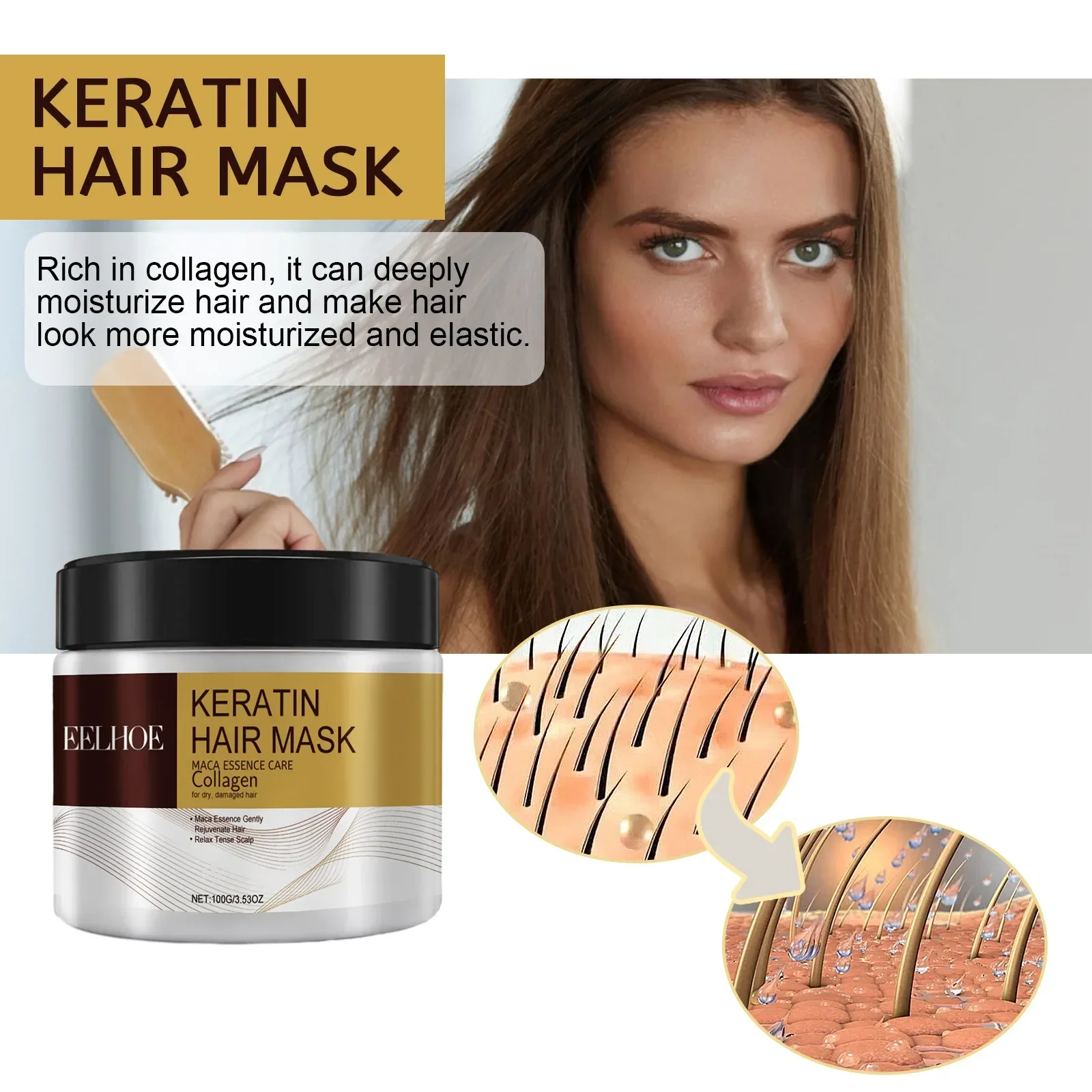 Hair Mask Natural Repair Prevent Dryness Split Ends Repair Damage Frizz Tangles