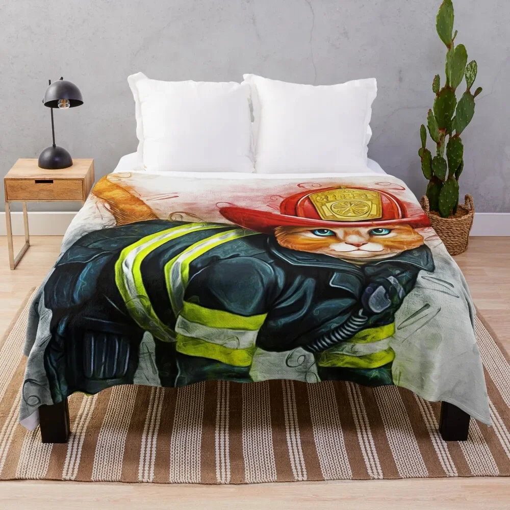 

Декоративное одеяло для кровати Fireman Cat Art, декоративное покрывало для спальни, предметы первой необходимости