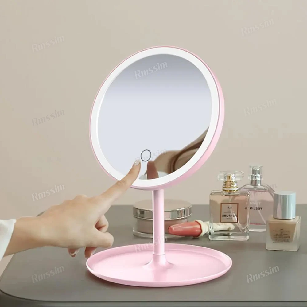 USB 메이크업 거울 디밍 화이트 LED 일광 화장대 거울, 분리형 및 보관대, 3 가지 모드 거울 조명, 조절식 조명