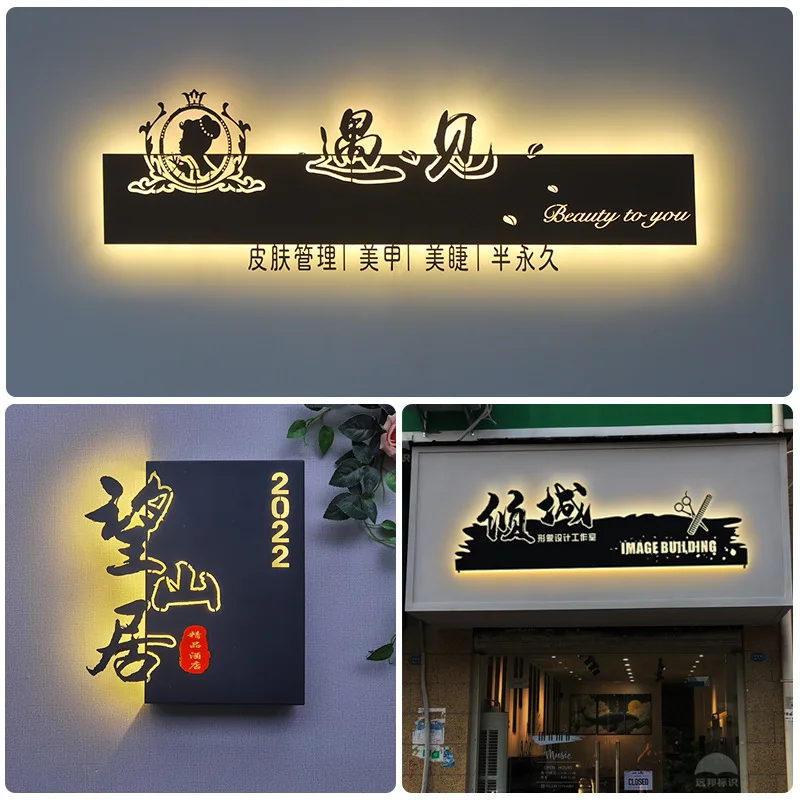 

Signboard Hollow Light Box Creative B&Amp;B House Number Company Background Image Wall Door Back Luminous Billboard