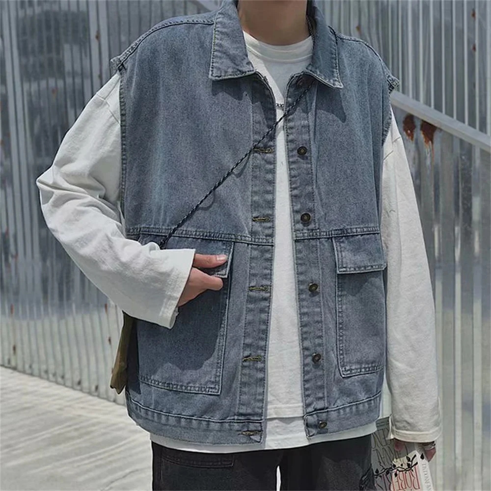 Men’s Fashion Denim Vest CLOTHES Formal Wear Men cb5feb1b7314637725a2e7: Black|Blue