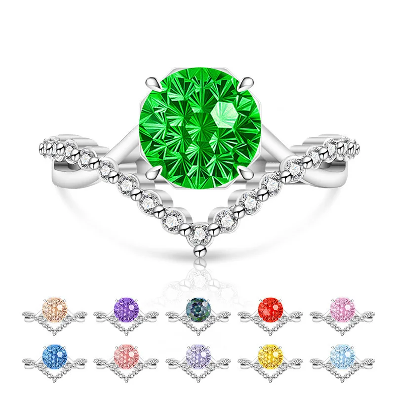 Dahlia Cut High Carbon Diamond 925 Sterling Silber Damenring Krone Eleganter Schmuck Hochzeitsschmuck – Detail 1