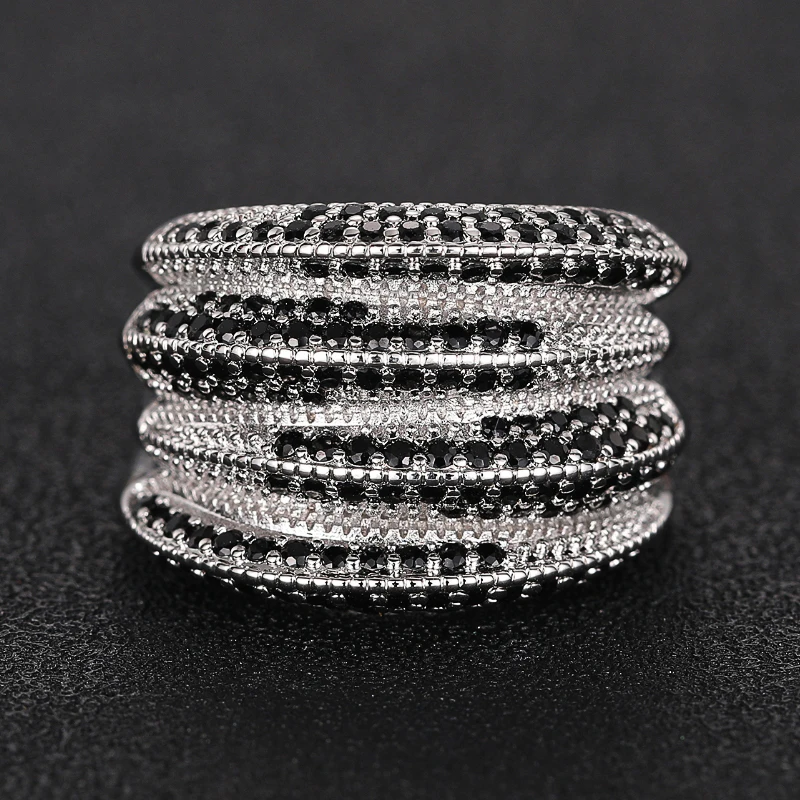 Black Sparkling Cubic Zirconia Accessories Silver Color Charming Unique Jewelry Sc76c40d896bf41609b655063d93c2cd5Q