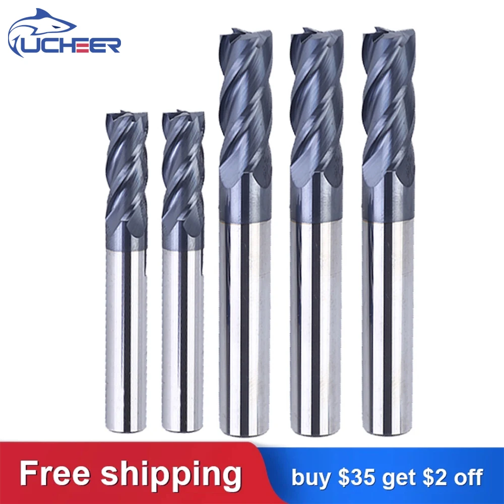 

UCHEER 1PCS HRC45 4 Flute 8/10/12mm end mill CNC tools Alloy Carbide Tungsten Steel Milling Cutter cutting metal cricut machine