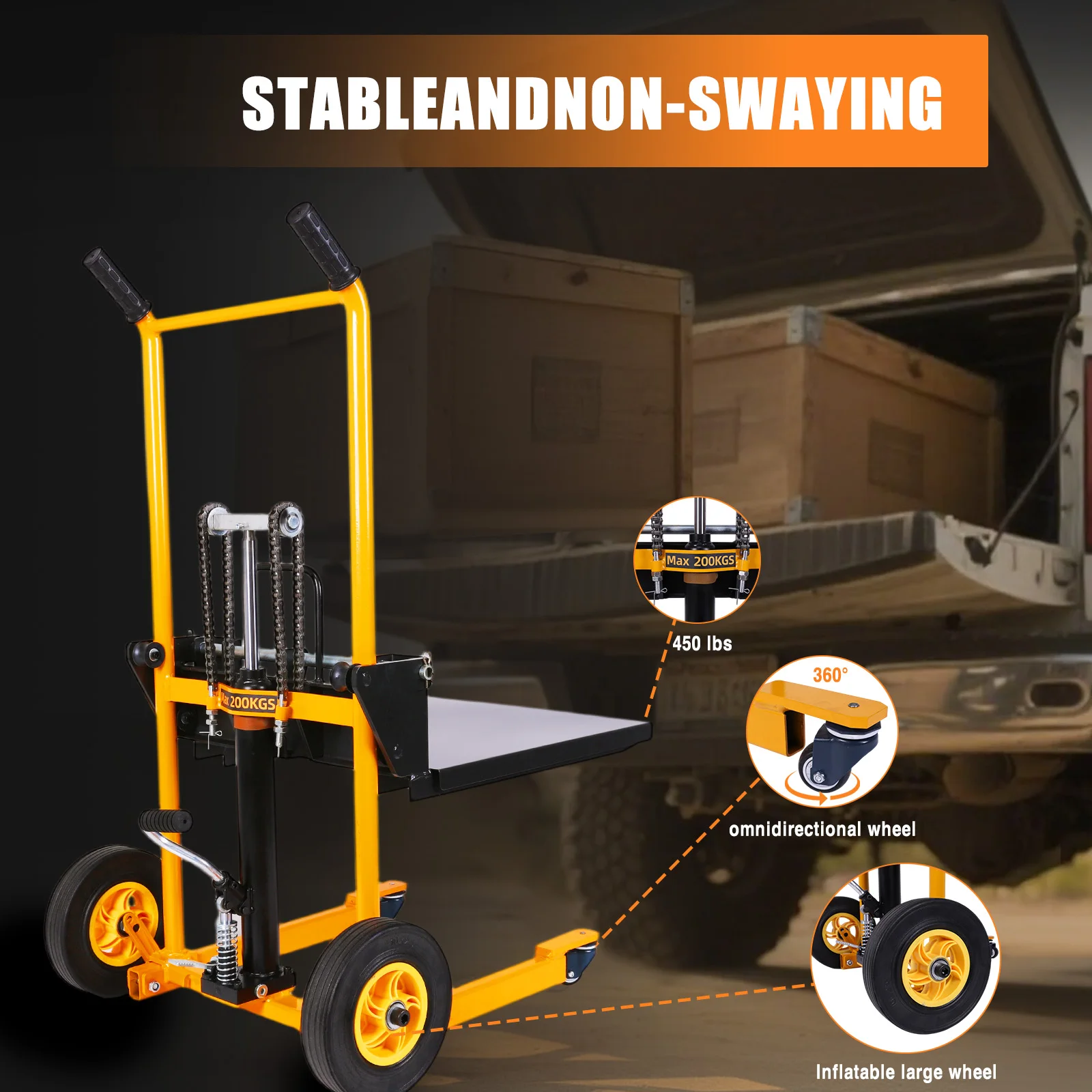 Mini Forklift Manual Hydraulic Stacker Lightweight Foldable Transport Lifting Cart Pallet Truck Dolly for Commercial & Industry