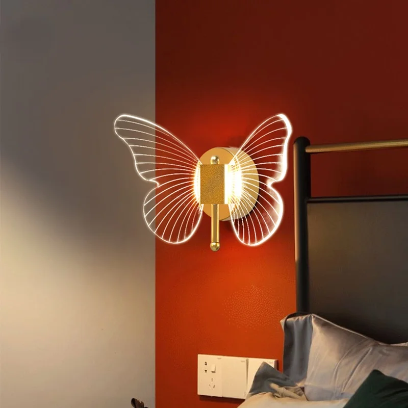 

Acrylic Led Butterfly Wall Lamp Home Living Room Backdrop Bedroom Bedside Wall Lamp Modern Minimalist Butterfly Lamps Fixtures