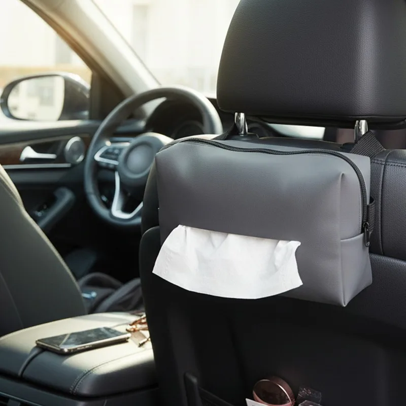 Car Tissue Box Sunshade Seat Backrest Suspension Tissue Boxes Car Armrest Tissue Storage Auto Storage and Organization
