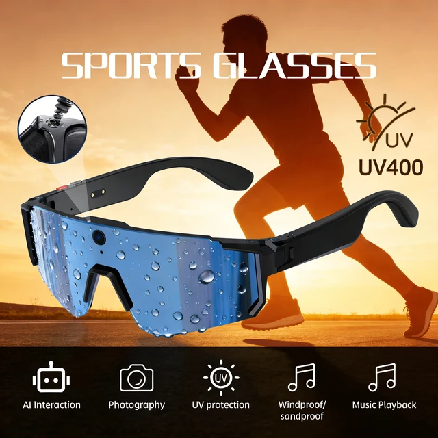 4K Polarized Sunglasses AI Smart HD 800W Camera Bluetooth Call Translation For Men Cycling Anti Glare Driving UV400 IP54 Goggles
