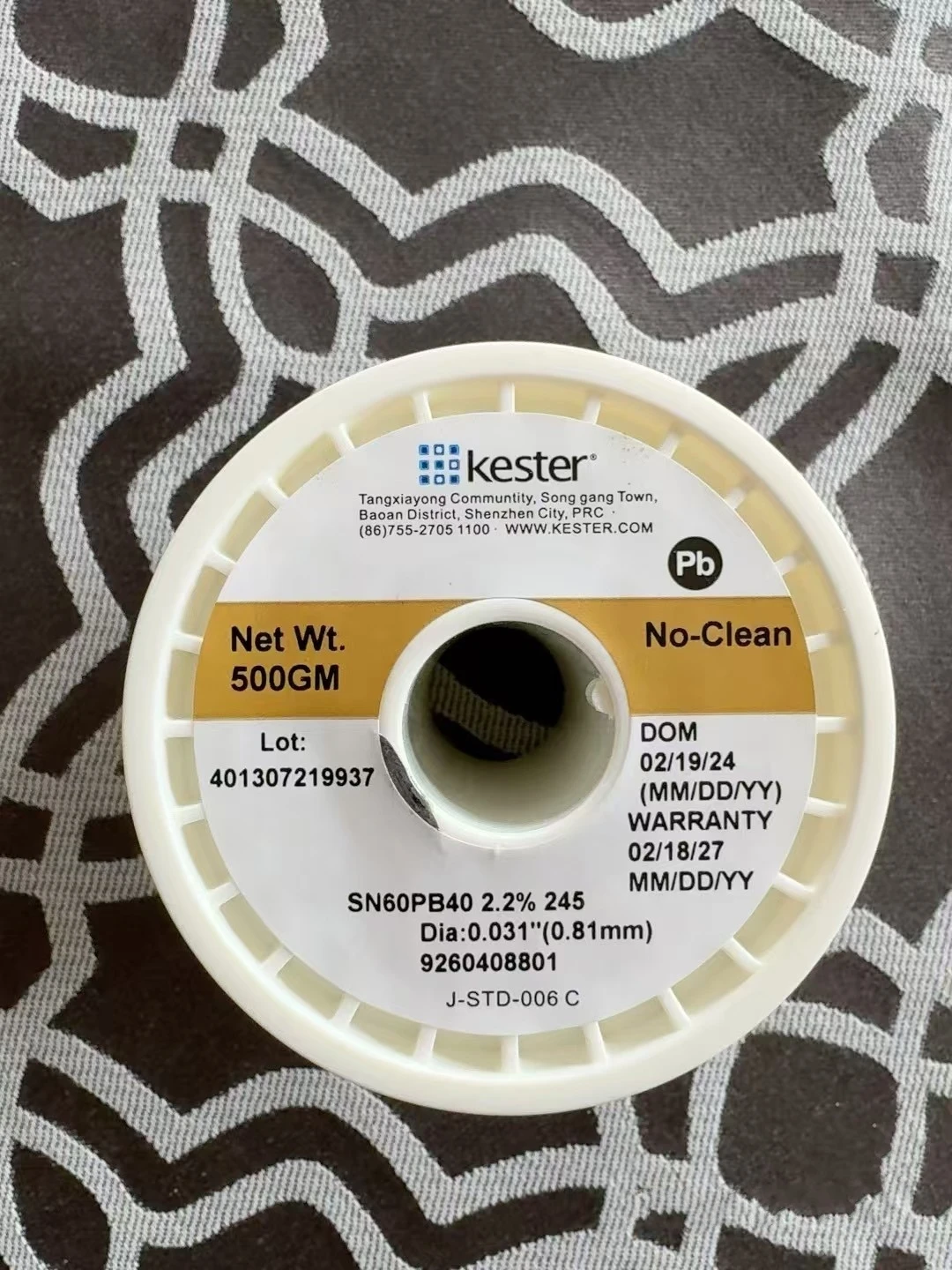 America Kester Sn60Pb40 solder wire Leaded solder Wire diameter 0.8mm Low Temperature No-Clean Solder Wire