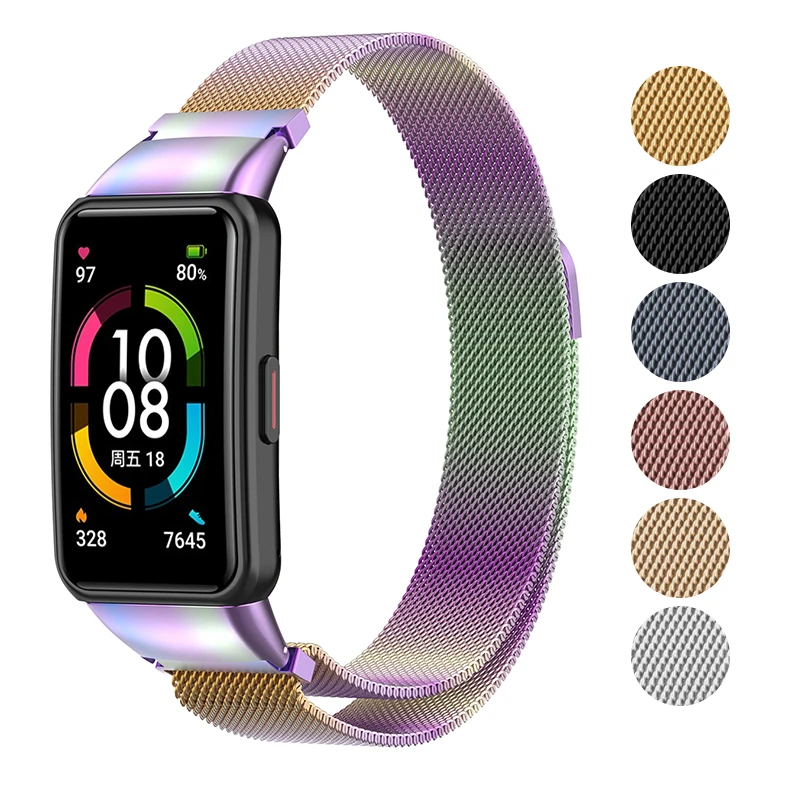 Браслет Милан с магнитной петлей для Huawei Honor Band 6 сменный металлический ремешок