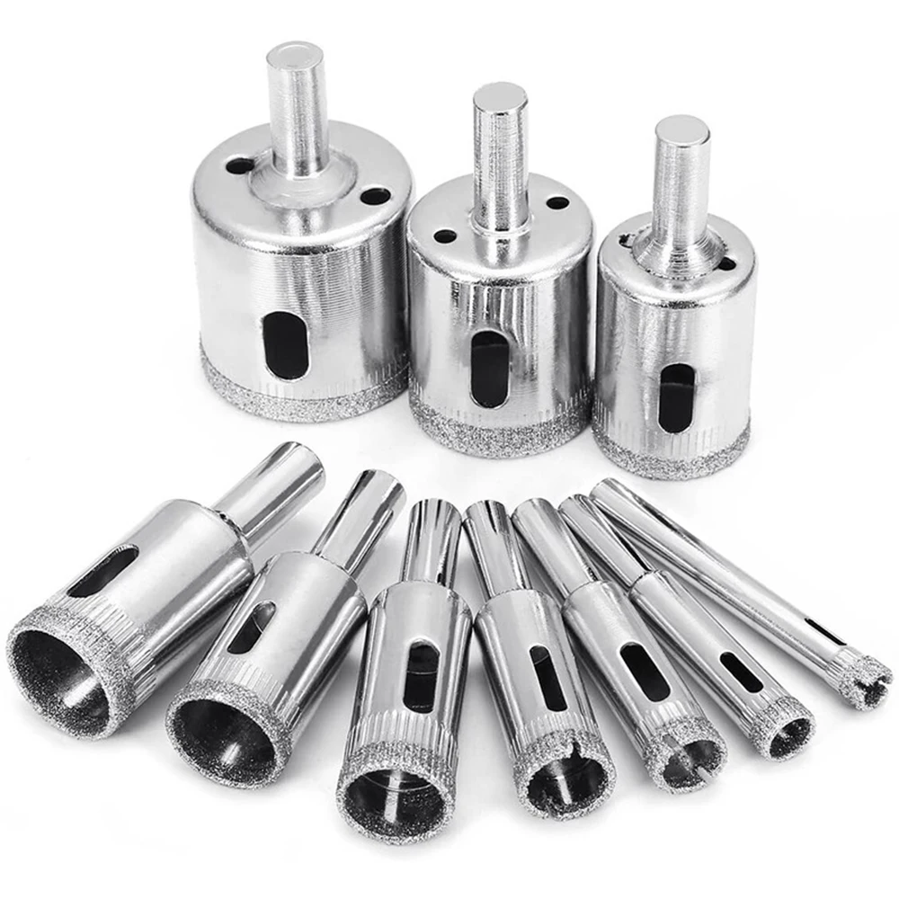 10pcs Diamond Coated Drill Bits Set Hole Saw Kit 6mm-32mm Power Tools Accessories for Tile Marble Glass Ceramic Drilling Bits