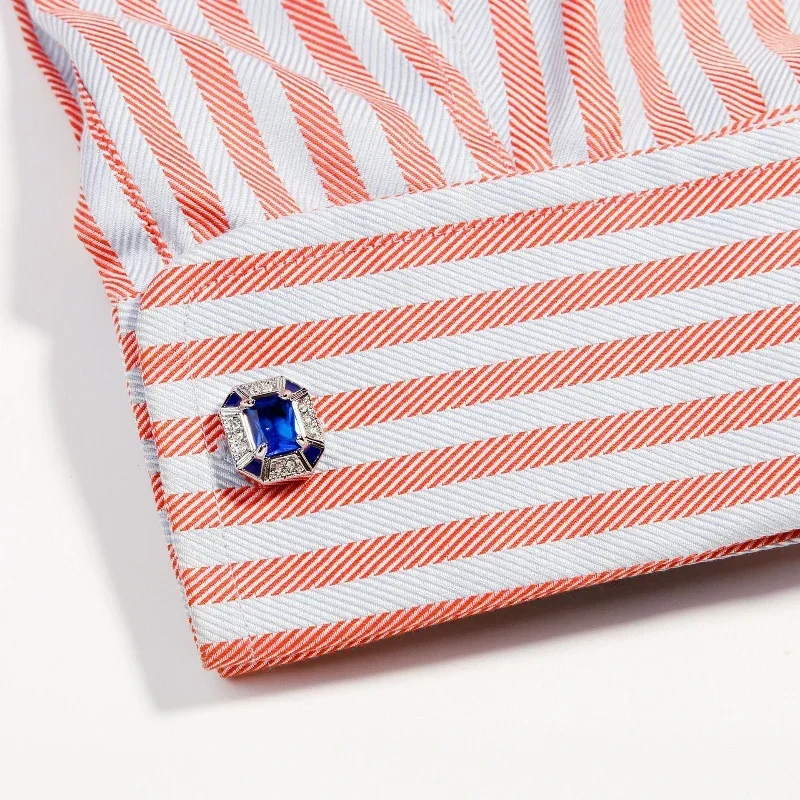 남성용 프렌치 커프스 링크, 데일리 연회 웨딩 슈트 셔츠 버튼, 클래식 트렌디 블루 크리스탈 비즈니스 커프 링크, 유니섹스 선물