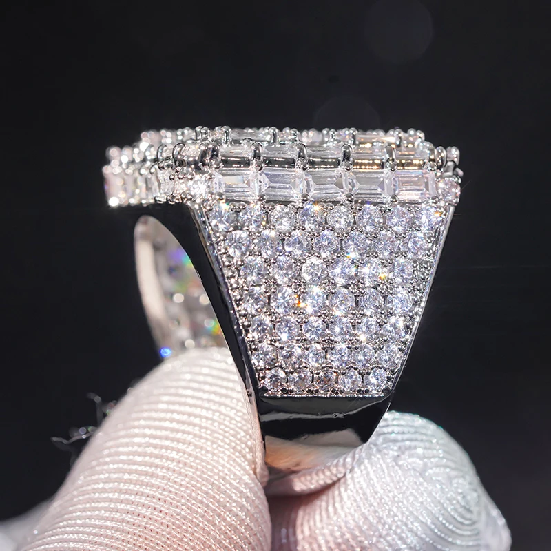 Huitan Trendy Geometrie Damen Ring eingelegt voller heller Zirkonia für Hochzeit, Party, Verlobung, edle Accessoires, Schmuck, Geschenk – Detail 11